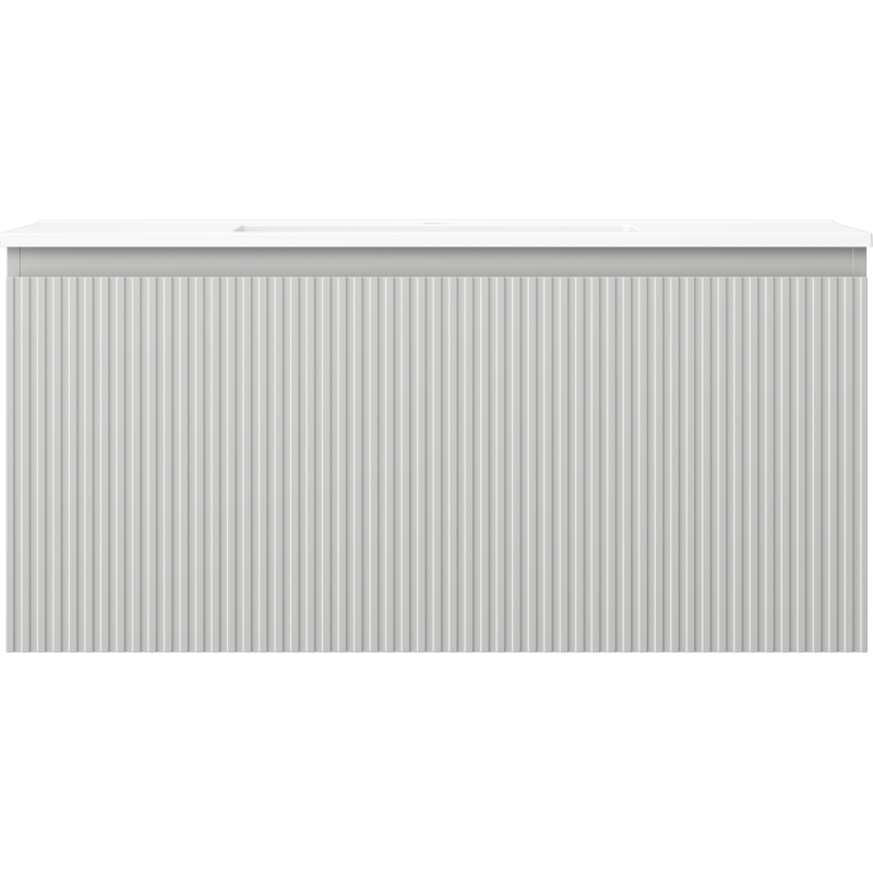 Mexen Rivel vonios spintelė 100 cm su kriaukle Otis, 1 stalčius, rifliuotas, pilkas matinis/baltas matinis