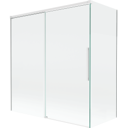Mexen Rox vonios uždanga 2-durų stumdoma 150 + 70 x 150 cm, permatoma, balta - 8C9-150-070-20-00