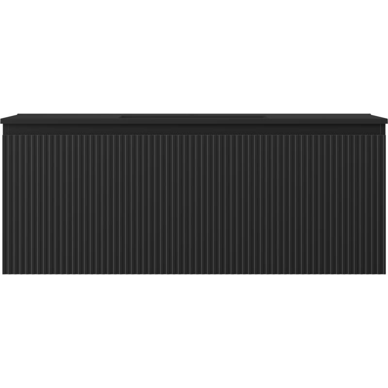 Mexen Rivel vonios kambario spintelė 120 cm su kriaukle Otis, 1 stalčius, grioveliais, juoda matinė - 91A20-12047-1-BF71-W18M71