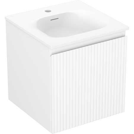 Mexen Rivel vonios spintelė 45 cm su praustuvu Vela, 1 stalčius, rievėta, balta matinė - 91A20-04547-1-BF01-W23M01