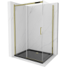 Mexen Omega stumdoma dušo kabina 120 x 90 cm, Skaidrus, Auksinė + dušo padėklas Flat, Juoda - 825-120-090-50-00-4070G
