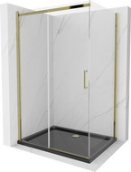 Mexen Omega stumdoma dušo kabina 120 x 90 cm, Skaidrus, Auksinė + dušo padėklas Flat, Juoda - 825-120-090-50-00-4070G