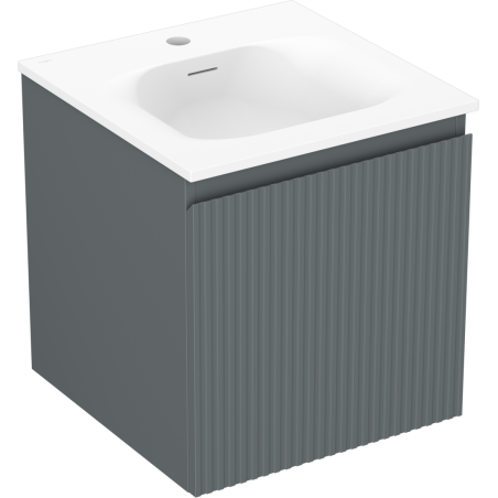 Mexen Rivel vonios spintelė 45 cm su kriaukle Vela, 1 stalčius, grioveliais, matinė grafito/balta - 91A20-04547-1-BF66-W23M01