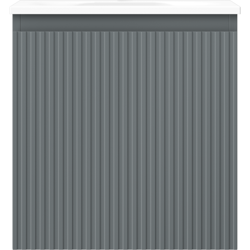 Mexen Rivel vonios spintelė 45 cm su kriaukle Vela, 1 stalčius, grioveliais, matinė grafito/balta - 91A20-04547-1-BF66-W23M01