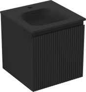 Mexen Rivel vonios spintelė 45 cm su praustuvu Vela, 1 stalčius, rifliuotas, juodas matinis - 91A20-04547-1-BF71-W23M71