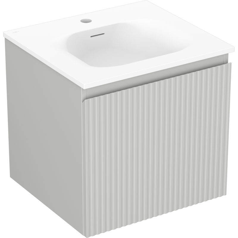 Mexen Rivel vonios spintelė 50 cm su kriaukle Vela, 1 stalčius, vagotas, pilkas matinė/pilka matinė - 91A20-05047-1-BF62-W23M01