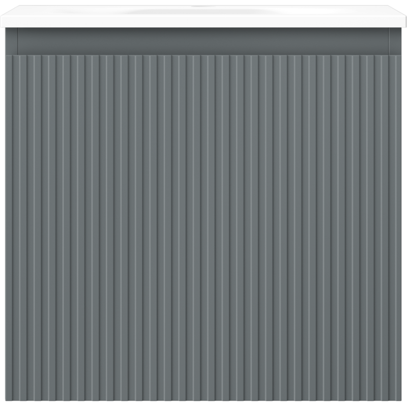 Mexen Rivel vonios spintelė 50 cm su praustuvu Vela, 1 stalčius, rifliuota, matinė grafito / matinė balta