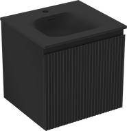 Mexen Rivel vonios spintelė 50 cm su Vela kriaukle, 1 stalčius, rifliuota, juoda matinė - 91A20-05047-1-BF71-W23M71