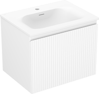 Mexen Rivel vonios kambario spintelė 60 cm su Vela praustuvu, 1 stalčius, rifliuotas, balta matinė - 91A20-06047-1-BF01-W23M01