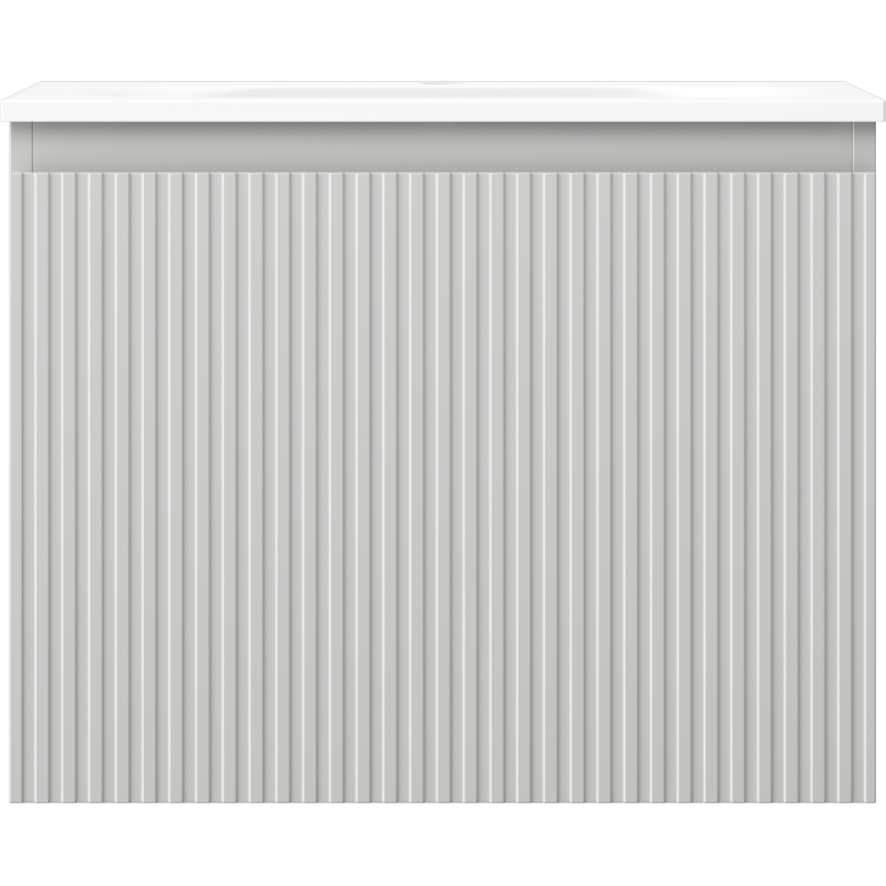 Mexen Rivel vonios spintelė 60 cm su praustuvu Vela, 1 stalčius, briaunuota, pilka matinė / balta matinė