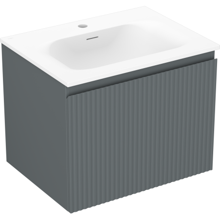 Mexen Rivel vonios spintelė su praustuvu Vela, 60 cm, 1 stalčius, briaunuota, grafito matinė/balta matinė