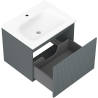 Mexen Rivel vonios spintelė su praustuvu Vela, 60 cm, 1 stalčius, briaunuota, grafito matinė/balta matinė