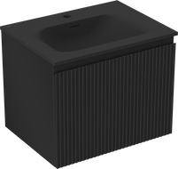 Mexen Rivel vonios kambario spintelė 60 cm su praustuvu Vela, 1 stalčius, gofruota, juoda matinė - 91A20-06047-1-BF71-W23M71