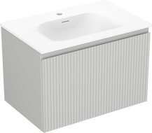 Mexen Rivel vonios spintelė 70 cm su praustuvu Vela, 1 stalčius, grioveliuota, pilka matinė/balta matinė