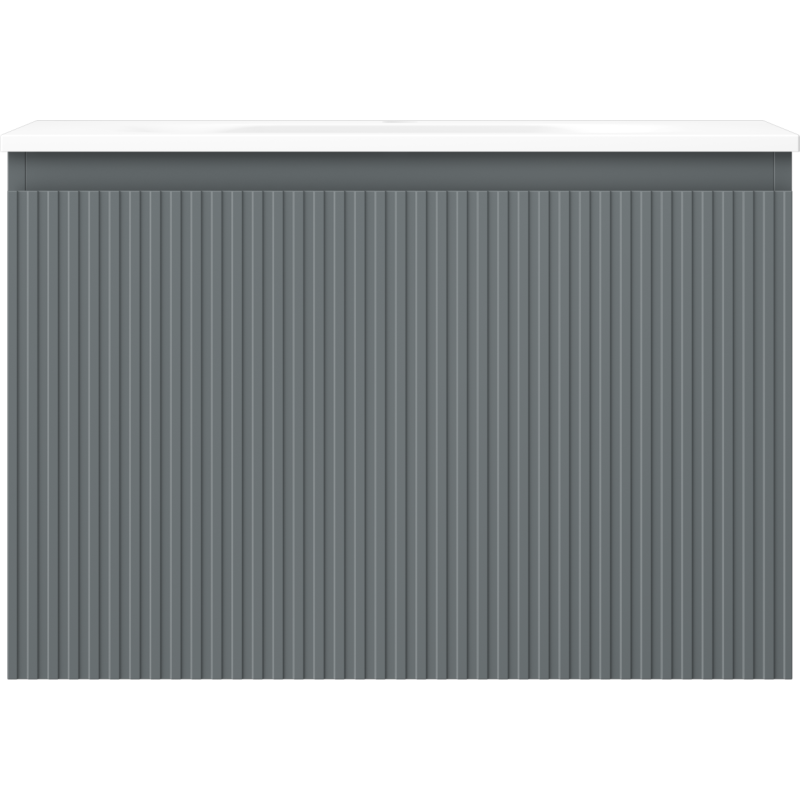 Mexen Rivel vonios spintelė 70 cm su Vela kriaukle, 1 stalčius, grioveliais, matinė grafito/balta matinė