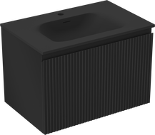 Mexen Rivel vonios spintelė 70 cm su praustuvu Vela, 1 stalčius, grioveliai, juoda matinė - 91A20-07047-1-BF71-W23M71