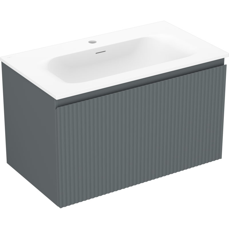 Mexen Rivel vonios kabineto 80 cm su praustuvu Vela, 1 stalčius, briaunotas, grafito matinis/baltas matinis