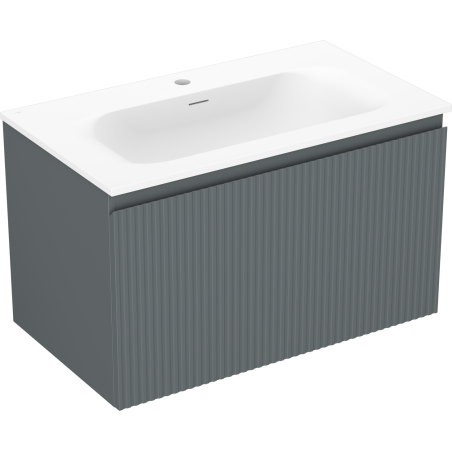 Mexen Rivel vonios kabineto 80 cm su praustuvu Vela, 1 stalčius, briaunotas, grafito matinis/baltas matinis