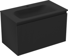 Mexen Rivel vonios kambario spintelė 80 cm su kriaukle Vela, 1 stalčius, rifliuota, juoda matinė - 91A20-08047-1-BF71-W23M71