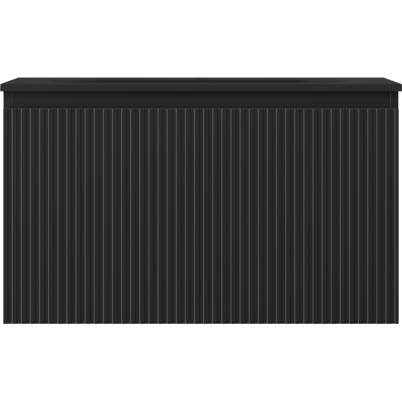 Mexen Rivel vonios kambario spintelė 80 cm su kriaukle Vela, 1 stalčius, rifliuota, juoda matinė - 91A20-08047-1-BF71-W23M71