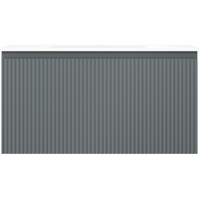 Mexen Rivel vonios spintelė 90 cm su praustuvu Vela, 1 stalčius, griozdiškas, grafito matinė/balta matinė