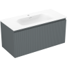 Mexen Rivel vonios spintelė 100 cm su praustuvu Vela, 1 stalčius, grioveliais, grafito matinė / balta matinė