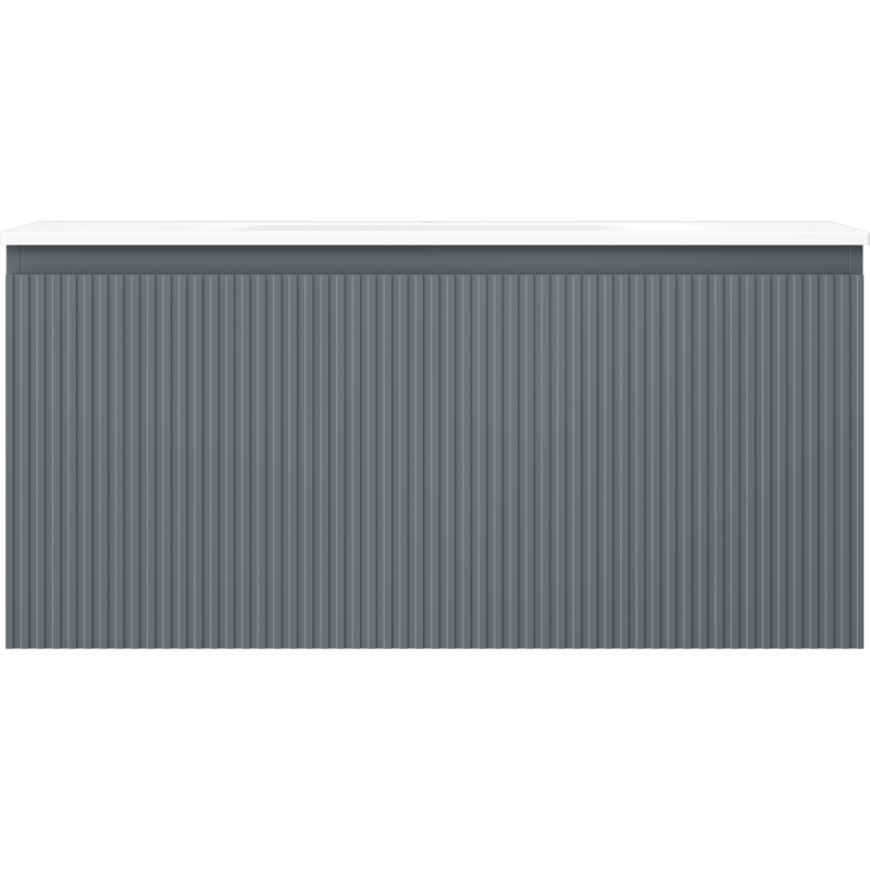 Mexen Rivel vonios spintelė 100 cm su praustuvu Vela, 1 stalčius, grioveliais, grafito matinė / balta matinė