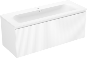 Mexen Rivel vonios spintelė 120 cm su praustuvu Vela, 1 stalčius, rifliuota, balta matinė - 91A20-12047-1-BF01-W23M01