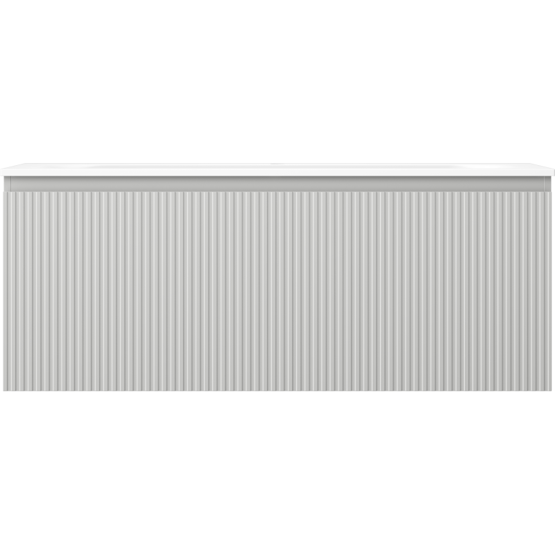 Mexen Rivel vonios spintelė 120 cm su Vela praustuvu, 1 stalčius, grioviuota, pilkšva matinė/balta matinė