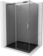 Mexen Omega stumdoma dušo kabina 100 x 90 cm, grafitas, chromas + Flat padėklas, juodas - 825-100-090-01-40-4070
