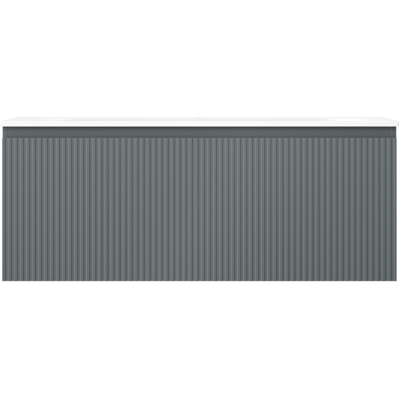 Mexen Rivel vonios spintelė 120 cm su praustuvu Vela, 1 stalčius, rifliuotas, grafito matas/balta matas -