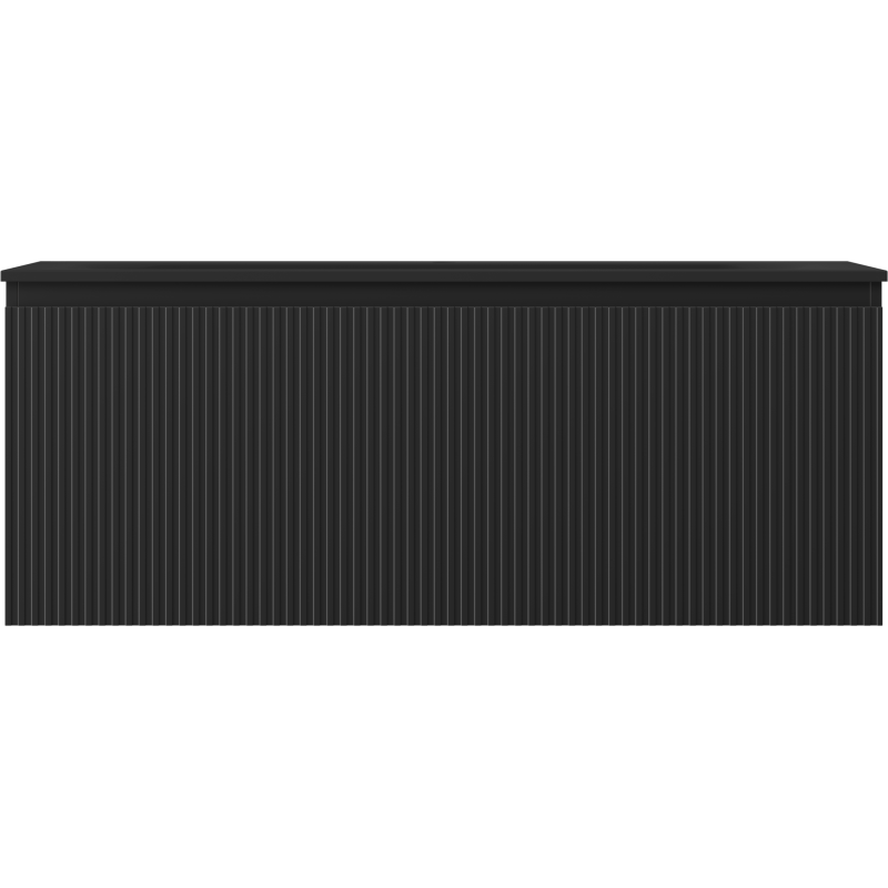 Mexen Rivel vonios kambario spintelė 120 cm su praustuvu Vela, 1 stalčius, rifliuota, juoda matinė - 91A20-12047-1-BF71-W23M71