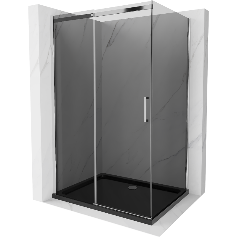 Mexen Omega stumdoma dušo kabina 120 x 90 cm, grafitas, chromas + Flat padėklas, juodas - 825-120-090-01-40-4070