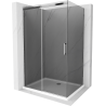 Mexen Omega slankiojančios dušo durys 100 x 80 cm, grafitas, chromas + Flat padėklas, baltas - 825-100-080-01-40-4010