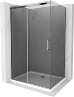 Mexen Omega slankiojančios dušo durys 100 x 80 cm, grafitas, chromas + Flat padėklas, baltas - 825-100-080-01-40-4010