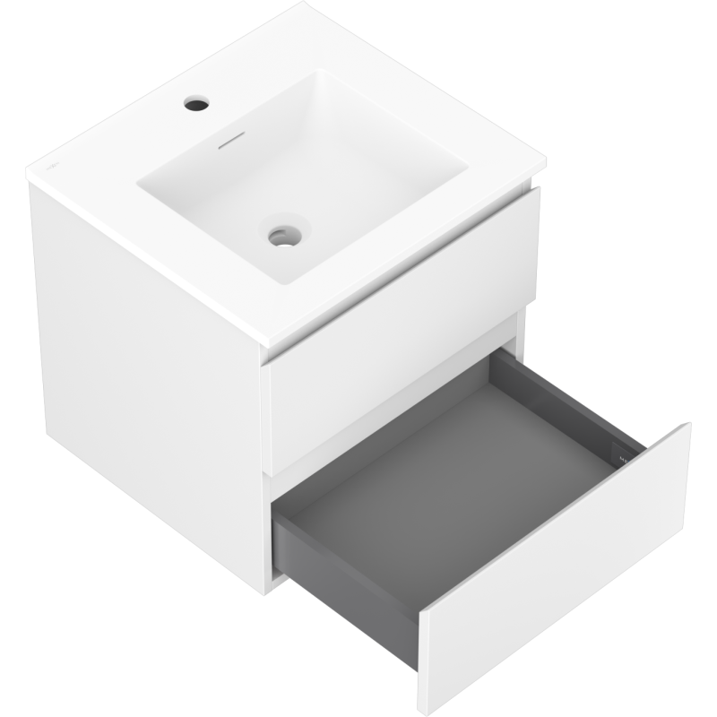 Mexen Orio vonios spintelė 50 cm su Otis kriaukle, 2 stalčiai, balta matinė - 91A10-05047-2-BFF01-W18M01