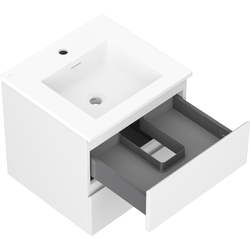 Mexen Orio vonios spintelė 50 cm su Otis kriaukle, 2 stalčiai, balta matinė - 91A10-05047-2-BFF01-W18M01