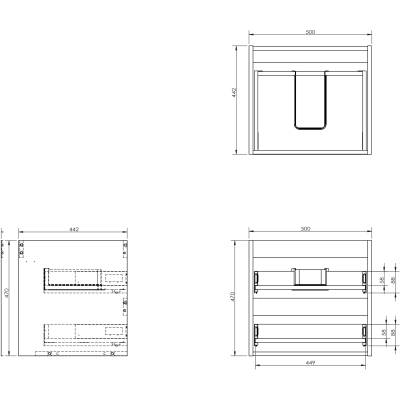 Mexen Orio vonios spintelė 50 cm su kriaukle Otis, 2 stalčiai, grafitas matinis/balta matinė - 91A10-05047-2-BFF66-W18M01