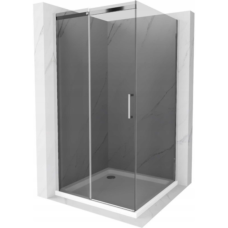 Mexen Omega stumdomas dušo kabina 100 x 100 cm, grafitas, chromas + Flat dušo padėklas, baltas - 825-100-100-01-40-4010