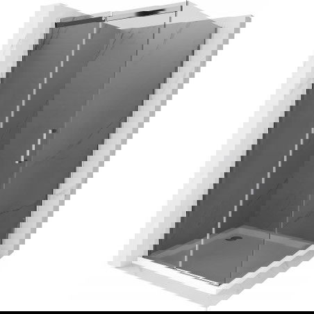 Mexen Omega stumdomas dušo kabina 100 x 100 cm, grafitas, chromas + Flat dušo padėklas, baltas - 825-100-100-01-40-4010