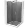 Mexen Omega stumetrinė dušo kabina stumdomomis durimis, grafito spalvos, chromuota + plokščias padėklas, baltas