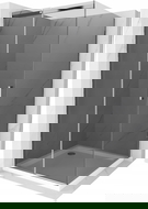 Mexen Omega stumetrinė dušo kabina stumdomomis durimis, grafito spalvos, chromuota + plokščias padėklas, baltas