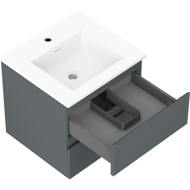 Mexen Orio vonios spintelė 50 cm su kriaukle Otis, 2 stalčiai, grafitas matinis/balta matinė - 91A10-05047-2-BFF66-W18M01