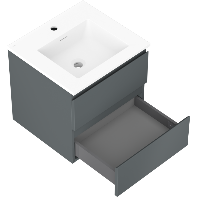 Mexen Orio vonios spintelė 50 cm su kriaukle Otis, 2 stalčiai, grafitas matinis/balta matinė - 91A10-05047-2-BFF66-W18M01