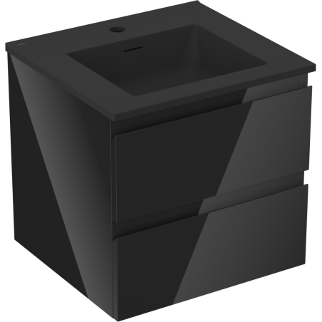 Mexen Orio vonios spintelė 50 cm su Otis praustuvu, 2 stalčiai, juoda blizgi/juoda matinė - 91A10-05047-2-BFF70-W18M71