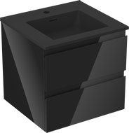 Mexen Orio vonios spintelė 50 cm su Otis praustuvu, 2 stalčiai, juoda blizgi/juoda matinė - 91A10-05047-2-BFF70-W18M71