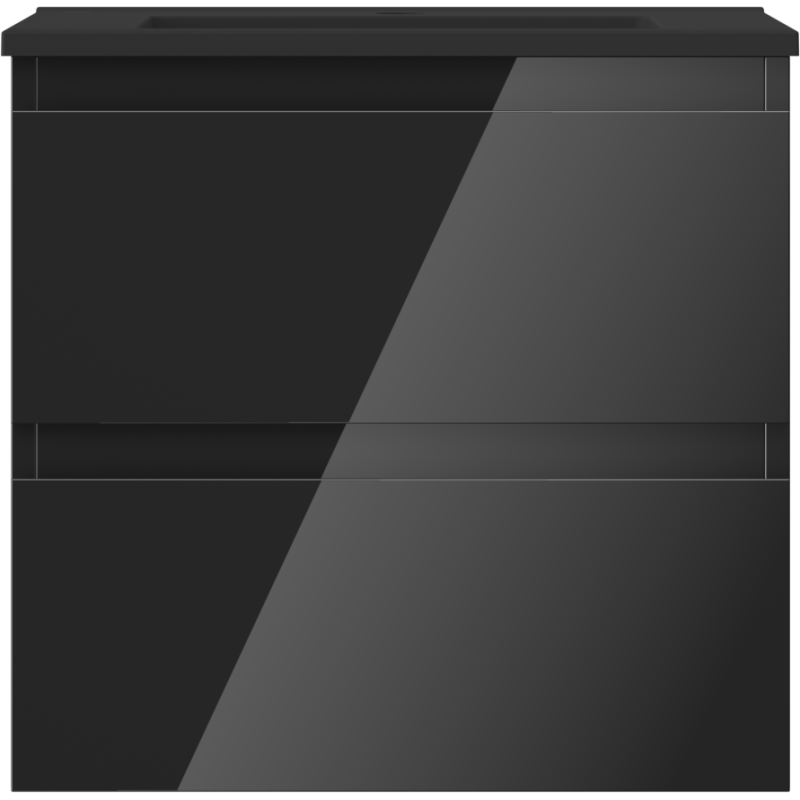 Mexen Orio vonios spintelė 50 cm su Otis praustuvu, 2 stalčiai, juoda blizgi/juoda matinė - 91A10-05047-2-BFF70-W18M71