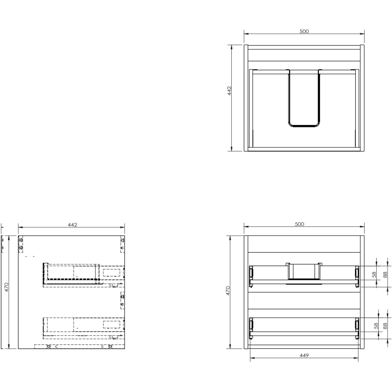 Mexen Orio vonios spintelė 50 cm su Otis praustuvu, 2 stalčiai, juodas matinis - 91A10-05047-2-BFF71-W18M71