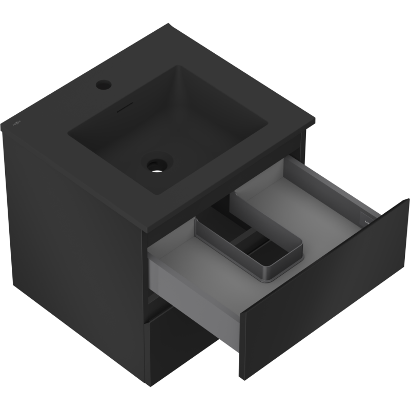 Mexen Orio vonios spintelė 50 cm su Otis praustuvu, 2 stalčiai, juodas matinis - 91A10-05047-2-BFF71-W18M71
