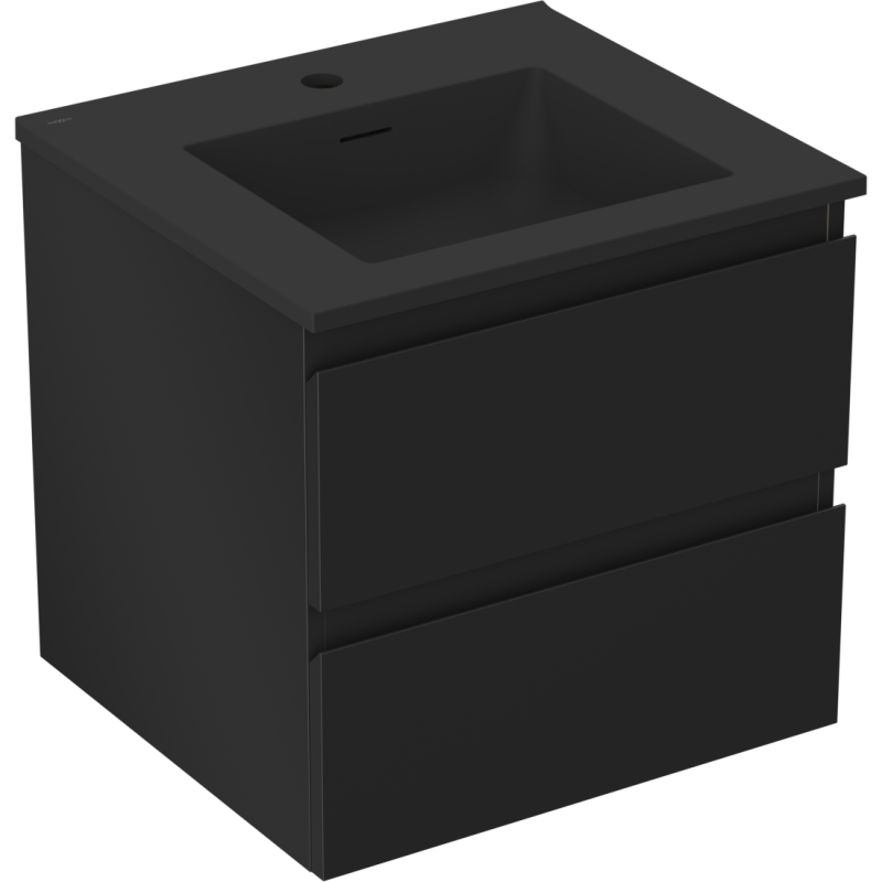 Mexen Orio vonios spintelė 50 cm su Otis praustuvu, 2 stalčiai, juodas matinis - 91A10-05047-2-BFF71-W18M71